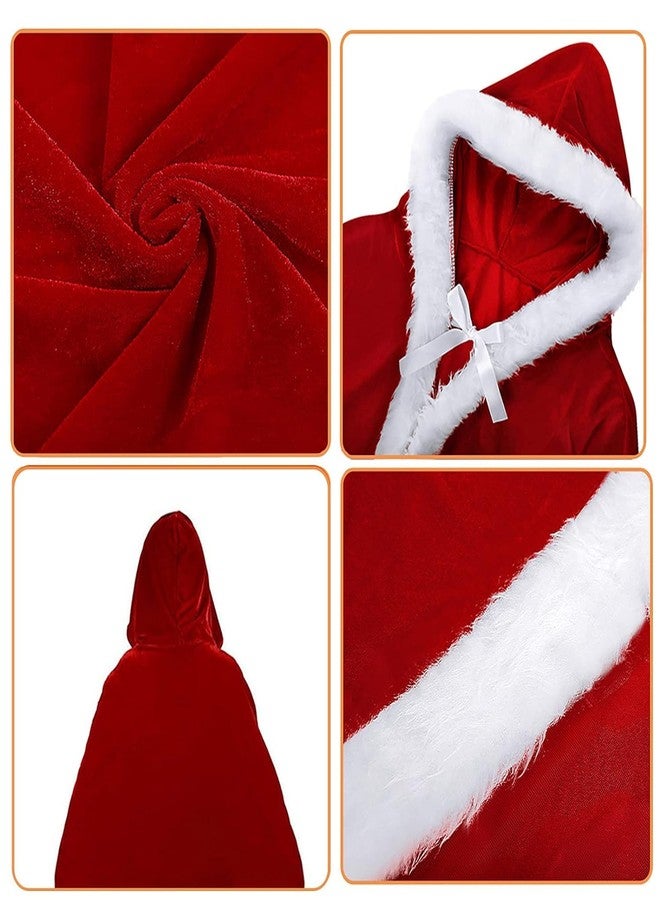 Fancy Agents Kids Cute Santa Claus Cloak Velvet Hooded Cape Robe Christmas Costume| Santa Claus Costume Cap| Santa Cape Xmas Costumes| Santa Claus Dress | Santa Claus Fancy Dress Costume (12-14 Years) - Image 3